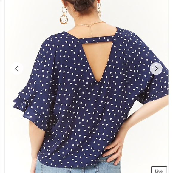 Polka dot navy blue top - Picture 2 of 2
